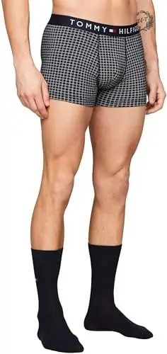 Produktbild: Tommy Hilfiger Herren Geschenk-Set Boxershorts & Socken, Blau (Grid Check/Desert Sky), XXL