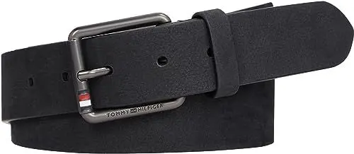 Produktbild: Tommy Hilfiger Herren Gürtel Casual 3,5 cm Nubuck Ledergürtel, Schwarz (Black), 80