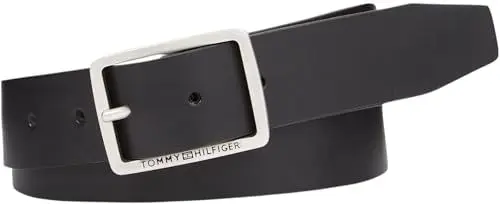 Produktbild: Tommy Hilfiger Herren Gürtel Jeans Buckle 3.5 Ledergürtel, Schwarz (Black), 85 cm