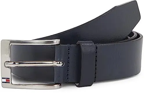 Produktbild: Tommy Hilfiger Herren Gürtel New Aly Belt Ledergürtel, Blau (Midnight), 110