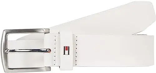 Produktbild: Tommy Hilfiger Herren Gürtel New Denton 3.5 Belt Ledergürtel, Weiß (Optic White), 90
