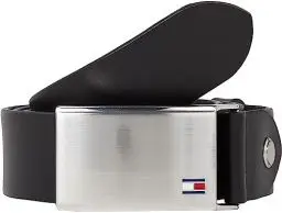 Produktbild: Tommy Hilfiger Herren Gürtel TH Plaque Belt 3.5 Adj Ledergürtel, Schwarz (Black), 110