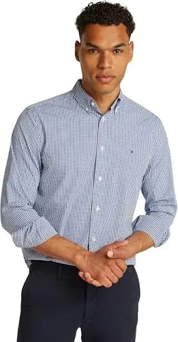 Produktbild: Tommy Hilfiger Herren Hemd Flex Poplin Gingham Regular Fit, Mehrfarbig (Wedge Blue/Optic White), L