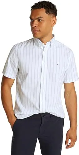 Produktbild: Tommy Hilfiger Herren Hemd Flex Poplin Kurzarm, Mehrfarbig (Sweet Blue/Optic White), L