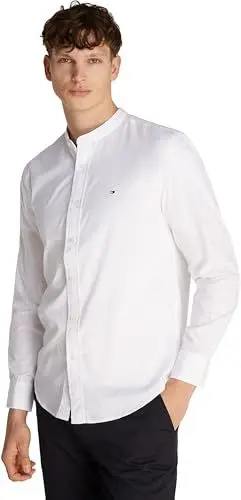 Produktbild: Tommy Hilfiger Herren Hemd Flex Poplin Solid Mao Regular Fit, Weiß (White), M