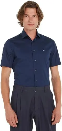 Produktbild: Tommy Hilfiger Herren Hemd Kurzarm, Blau (Navy Blazer), 37