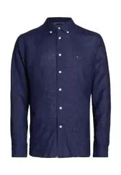 Produktbild: Tommy Hilfiger Herren Hemd Leinenhemd, Blau (Carbon Navy), M