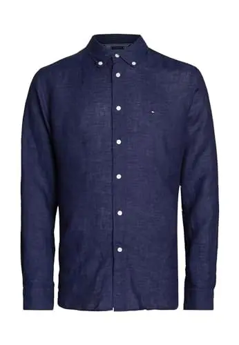 Produktbild: Tommy Hilfiger Herren Hemd Leinenhemd, Blau (Carbon Navy), M