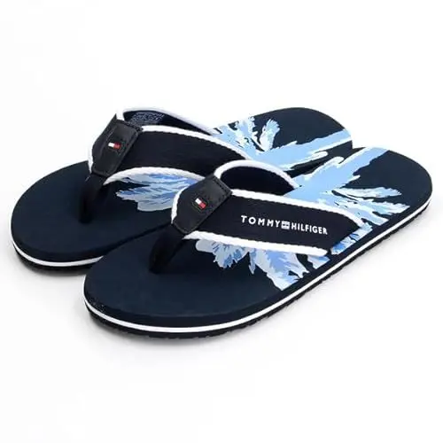 Produktbild: Tommy Hilfiger Herren Flip Flops Palm Print Beach Sandal Zehentrenner, Blau (Desert Sky), 44