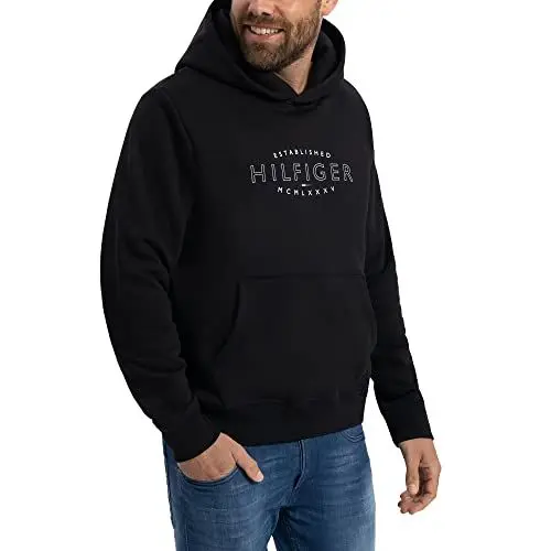 Produktbild: Tommy Hilfiger Herren Hoodie Curve Logo mit Kapuze, Schwarz (Black), S
