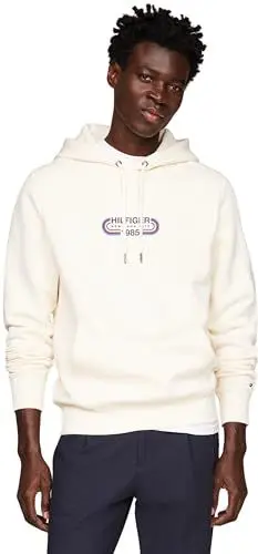 Produktbild: Tommy Hilfiger Herren Hoodie Hilfiger Track Graphic Hoody mit Kapuze, Weiß (Calico), XXL