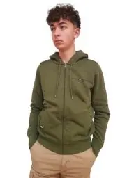 Produktbild: Tommy Hilfiger Herren Hoodie mit Reißverschluss Fur Lined Zipper, Grün (Putting Green), XXL