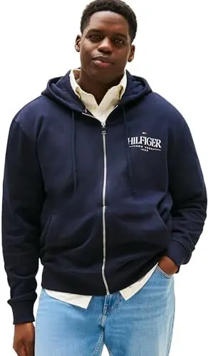 Produktbild: Tommy Hilfiger Herren Hoodie mit Reißverschluss Stacked Hooded aus Baumwolle, Blau (Desert Sky), 4XL