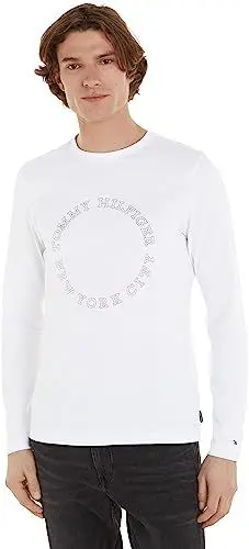 Produktbild: Tommy Hilfiger Herren Langarmshirt Baumwolle, Weiß (White), L