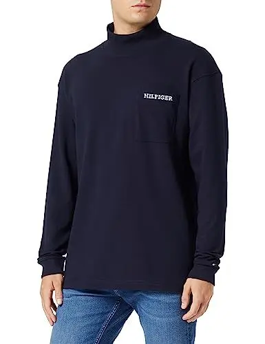 Produktbild: Tommy Hilfiger Herren Langarmshirt Pique Pocket Rollkragen, Blau (Desert Sky), L