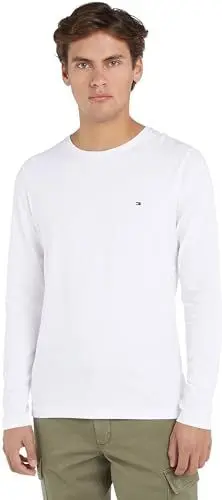 Produktbild: Tommy Hilfiger Herren Langarmshirt Stretch Slim Fit Baumwolle, Weiß (White), L