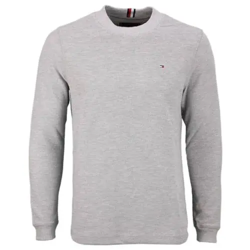 Produktbild: Tommy Hilfiger Herren Langarmshirt Textured Tee Basic, Grau (Light Grey Heather), M