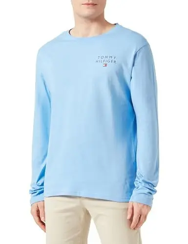 Produktbild: Tommy Hilfiger Herren Langarmshirt aus Baumwolle, Blau (Light Iris Blue), XL