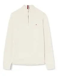 Produktbild: Tommy Hilfiger Herren PIMA ORG CTN Cashmere Zip Mock MW0MW28049 Halbzip-Sweater, Beige (Heathered Oatmilk), 3XL