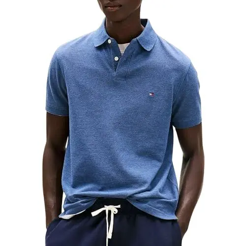 Produktbild: Tommy Hilfiger Herren Poloshirt Kurzarm 1985 Regular Fit, Blau (Faded Indigo Heather), L