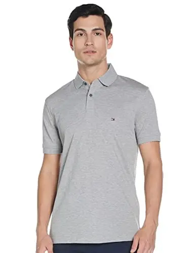 Produktbild: Tommy Hilfiger Herren Poloshirt Kurzarm 1985 Regular Fit, Grau (Medium Grey Heather), XXL