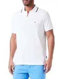Produktbild: Tommy Hilfiger Herren Poloshirt Kurzarm Rwb Tipped V Collar Reg Polo Regular Fit, Weiß (White), XS