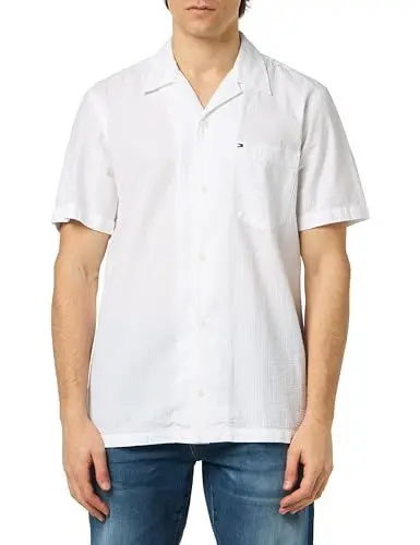Produktbild: Tommy Hilfiger Herren Poloshirt Kurzarm Seersucker Solid Shirt Basic, Weiß (Optic White), L