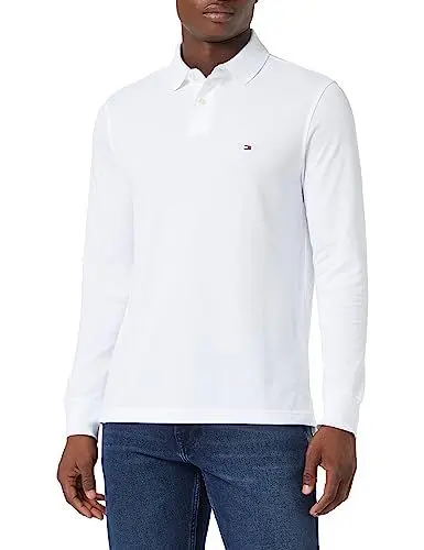 Produktbild: Tommy Hilfiger Herren Poloshirt Langarm Regular Fit mit Knopfleiste, Weiß (White), 3XL
