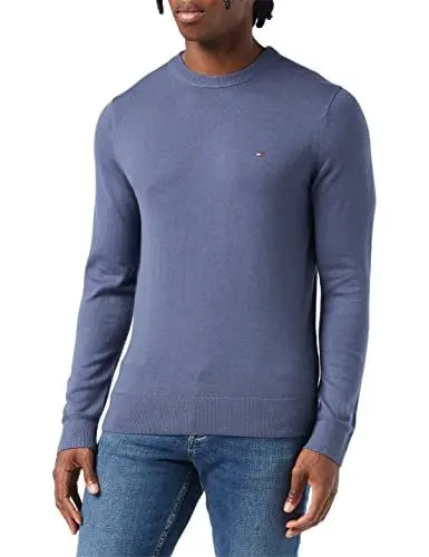 Produktbild: Tommy Hilfiger Herren Pullover Cashmere Crew Neck Strickpullover, Blau (Faded Indigo), L