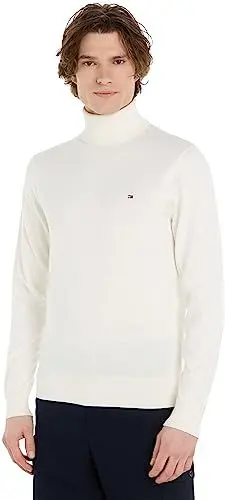 Produktbild: Tommy Hilfiger Herren Pullover Cashmere Roll Neck Rollkragen, Beige (Ancient White), XS