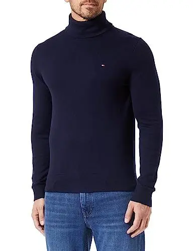 Produktbild: Tommy Hilfiger Herren Pullover Pima Cashmere Roll Neck mit Rollkragen, Blau (Desert Sky), XL