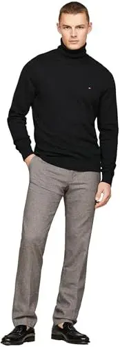 Produktbild: Tommy Hilfiger Herren Pullover Pima Cashmere Roll Neck mit Rollkragen, Schwarz (Black), M