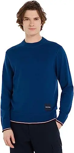Produktbild: Tommy Hilfiger Herren Pullover Tipped Crew Neck Strickpullover, Blau (Deep Indigo), XS