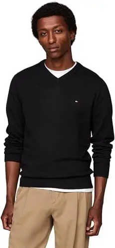 Produktbild: Tommy Hilfiger Herren Pullover V-Neck Regular Fit, Schwarz (Black), 3XL