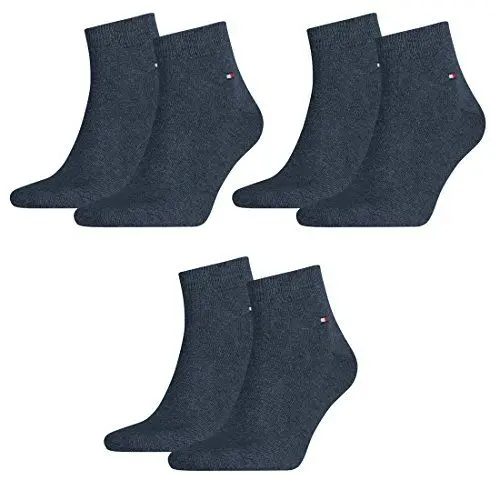 Produktbild: Tommy Hilfiger Herren Quarter Socken Kurzsocken Business Socken 342025001 6 Paar, Farbe:Blau, Größe:43-46, Menge:6 Paar (3x 2er Pack), Artikel:-356 jeans