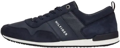 Produktbild: Tommy Hilfiger Herren Runner Sneaker Iconic Leather Suede Mix Runner Sportschuhe, Blau (Midnight), 47 EU