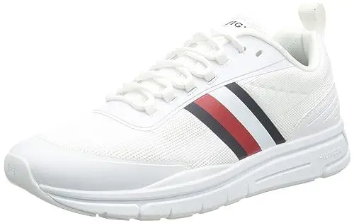 Produktbild: Tommy Hilfiger Herren Runner Sneaker Modern Runner Stripes Knit Sportschuhe, Weiß (White), 40