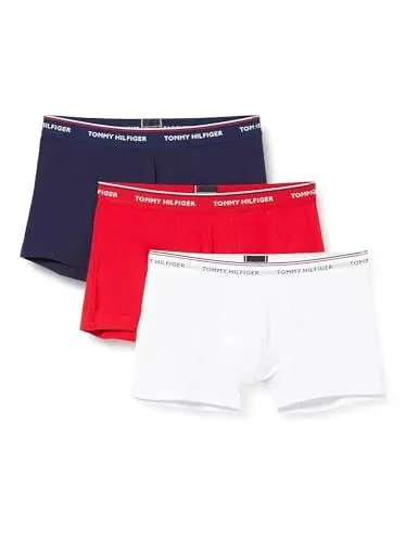 Produktbild: Tommy Hilfiger Herren Boxershorts Trunks Unterwäsche, Mehrfarbig (White/Tango Red/Peacoat), M