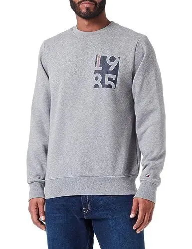 Produktbild: Tommy Hilfiger Herren Sweatshirt Crewneck ohne Kapuze, Grau (Medium Grey Heather), S