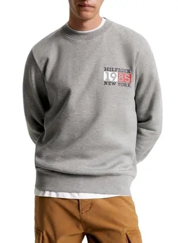 Produktbild: Tommy Hilfiger Herren Sweatshirt New York Flag ohne Kapuze, Grau (Medium Grey Heather), L