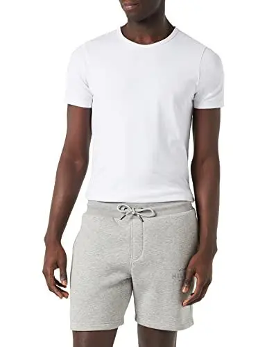 Produktbild: Tommy Hilfiger Herren Sweatshorts Curve Logo Kurz, Grau (Light Grey Heather), L
