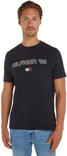 Produktbild: Tommy Hilfiger Herren T-Shirt Kurzarm 85 Tee Rundhalsausschnitt, Blau (Desert Sky), M
