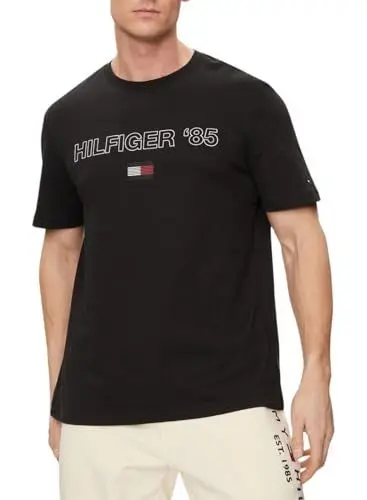 Produktbild: Tommy Hilfiger Herren T-Shirt Kurzarm 85 Tee Rundhalsausschnitt, Schwarz (Black), S
