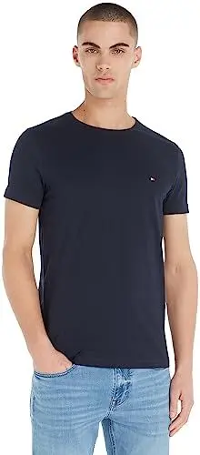Produktbild: Tommy Hilfiger Herren T-Shirt Kurzarm Core Stretch Slim Fit, Blau (Desert Sky), M