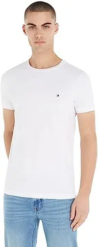 Produktbild: Tommy Hilfiger Herren T-Shirt Kurzarm Core Stretch Slim Fit, Weiß (White), XXL