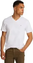 Produktbild: Tommy Hilfiger Herren T-Shirt Kurzarm Essential Tee mit V-Ausschnitt, Weiß (White), S