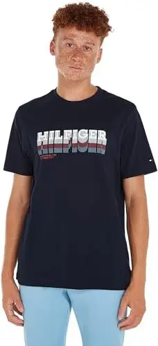 Produktbild: Tommy Hilfiger Herren T-Shirt Kurzarm Fade Tee Rundhalsausschnitt, Blau (Desert Sky), XS