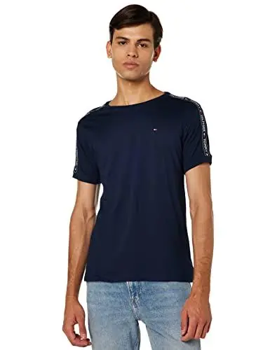 Produktbild: Tommy Hilfiger Herren T-Shirt Kurzarm Rundhalsausschnitt, Blau (Navy Blazer), L