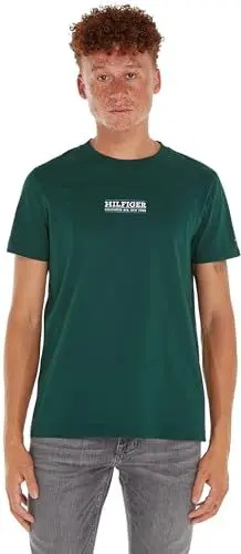 Produktbild: Tommy Hilfiger Herren T-Shirt Kurzarm Rundhalsausschnitt, Grün (Hunter), S
