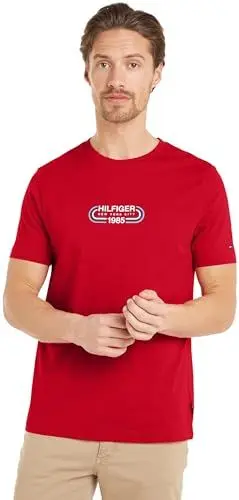 Produktbild: Tommy Hilfiger Herren T-Shirt Kurzarm Rundhalsausschnitt, Rot (Primary Red), S